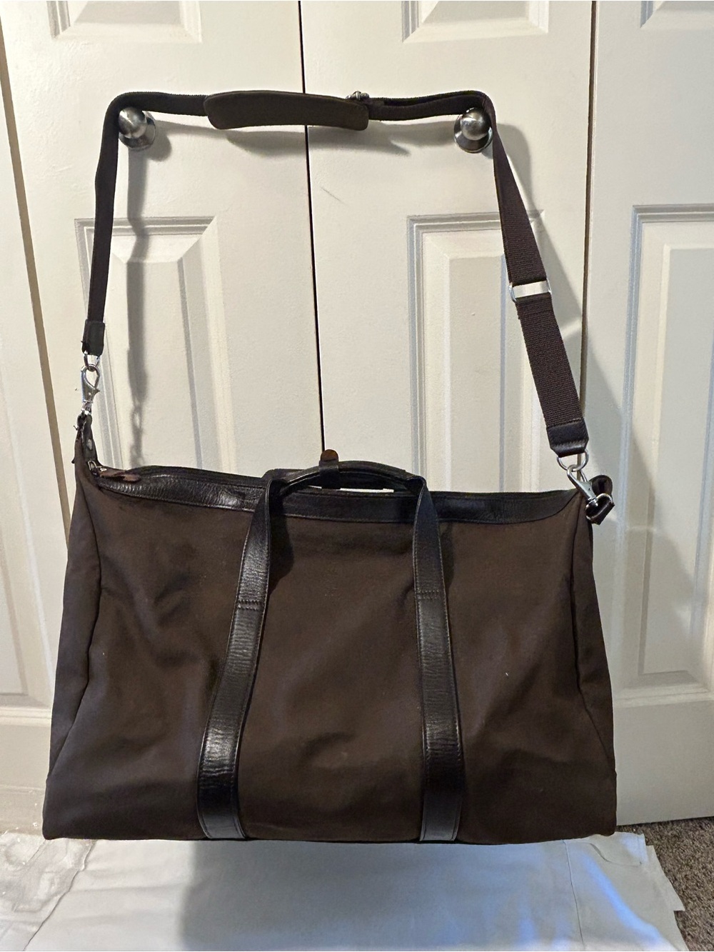 Cutter & Buck Dark Brown Canvas Duffel with Leather Trim